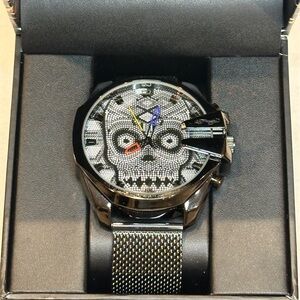 NEW Mens Stainless Steel Mesh Band Ed Hardy Watch